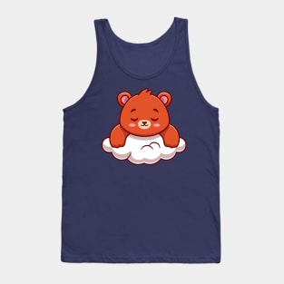 Cute Bear Sleeping On Cloud Cartoon Tank Top